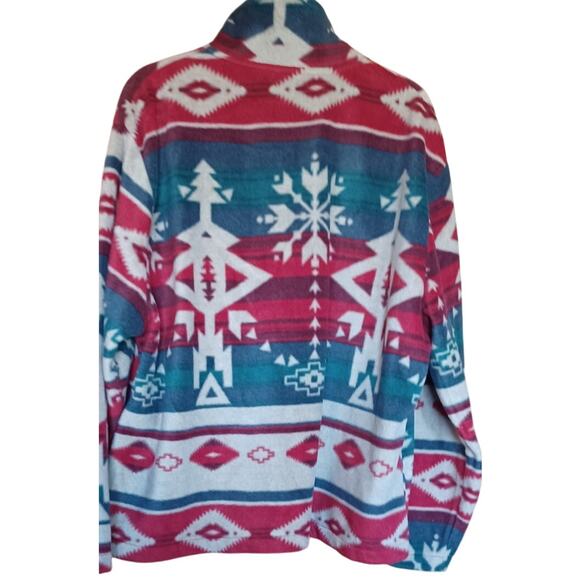 Vintage Jane Ashley Fleece Jacket Women's 2X Plus Size Gray Red Tribal Western - Picture 2 of 8